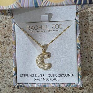 Rachel Zoe Letter "C" Necklace, 14K Gold Plated Sterling Silver, Size: 0.6X0.6in